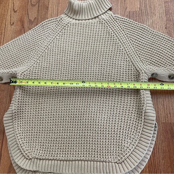 J. Crew Turtleneck cotton poncho in Sandy Beach sweater size S/M - Picture 16 of 16